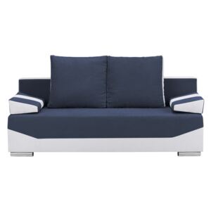 Canapea extensibilă cu 3 locuri și spațiu pentru depozitare Melart Marcel, albastru închis - gri