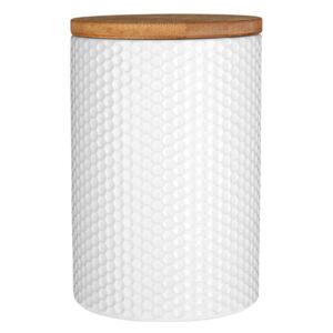 Recipient cu capac din lemn de bambus Premier Housewares, ⌀ 10 cm, alb