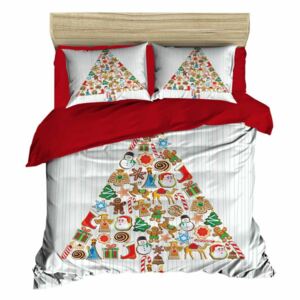 Lenjerie de pat cu cearșaf Christmas Tree, 200 x 220 cm