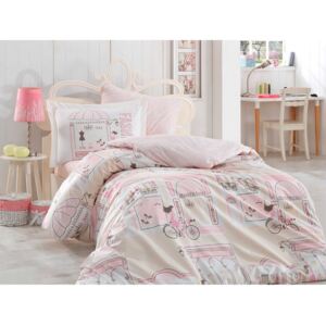 Lenjerie de pat cu cearșaf Boutique, 160 x 220 cm, roz