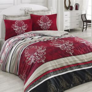 Lenjerie de pat cu cearșaf pentru pat dublu Azra Claret Red, 200 x 220 cm
