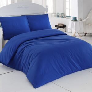 Lenjerie de pat din bumbac cu cearșaf și fețe de pernă Plain Blue, 200 x 220 cm