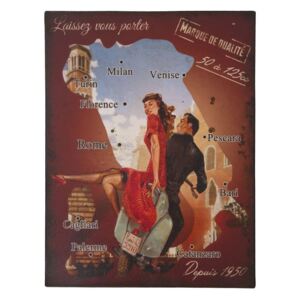 Placă metalică Antic Line Carte Italie, 25 x 33 cm