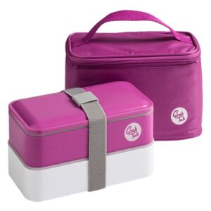 Set husă frigorifică și cutie pentru gustări Premier Housewares Grub Tub, 21 x 13 cm, roz închis