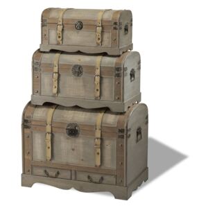 Set 3 cutii din lemn decorative Knuds Trunks Countryside