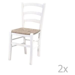 Set 2 scaune din lemn masiv Evegreen House Straw, alb