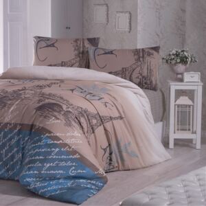 Lenjerie de pat cu cearșaf Paris Polly, 160 x 220 cm, albastru