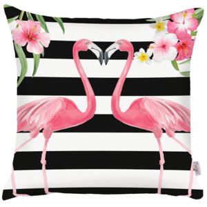 Față de pernă Apolena Lovely Flamingos, 43 x 43 cm, negru alb