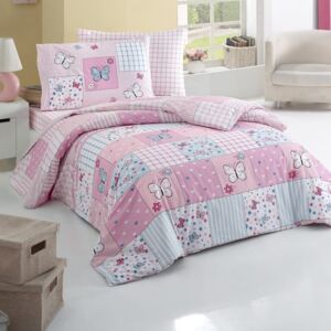 Lenjerie de pat cu husă de saltea Butterfly, 160 x 220 cm, roz