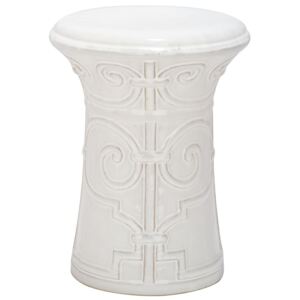 Măsuță din ceramică adecvată pentru exterior Safavieh Imperial, ø 30 cm, alb