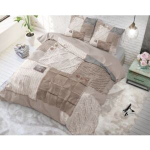 Lenjerie de pat din bumbac Sleeptime Knitted Home, 140 x 220 cm