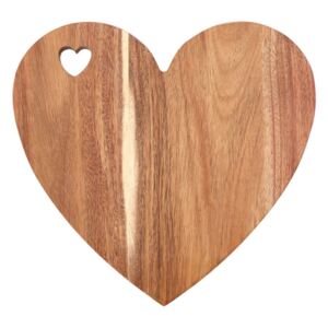 Tocător din lemn de salcâm Premier Housewares, 30 x 28 cm, formă inimă, roz