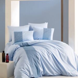 Lenjerie din bumbac pentru pat dublu Marinate, 200 x 220 cm, albastru - alb