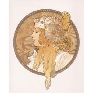 Mucha, Alphonse Marie - Byzantine head of a blond maiden; Tete byzantine d'une femme blonde Reproducere