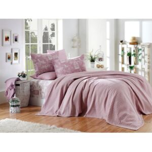 Set din bumbac pentru dormitor Pink Pique, 160 x 240 cm, roz