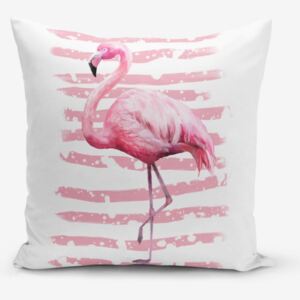 Față de pernă Minimalist Linears Flamingo, 45 x 45 cm