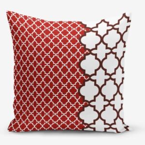 Față de pernă cu amestec din bumbac Minimalist Cushion Covers Modern Geometric Rojo, 45 x 45 cm