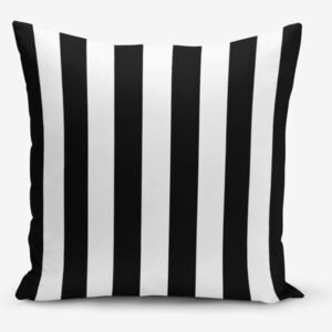 Față de pernă cu amestec din bumbac Minimalist Cushion Covers Black White Striped, 45 x 45 cm, negru - alb