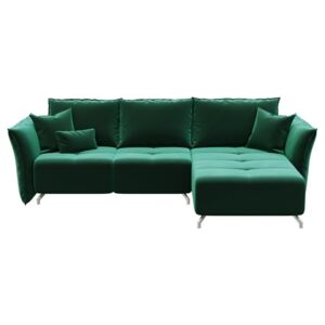 Canapea extensibilă cu șezlong pe partea dreaptă devichy Hermes, verde închis