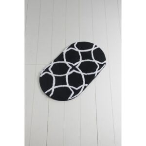 Covor baie Waves Hexagon, 100 x 60 cm, negru - alb