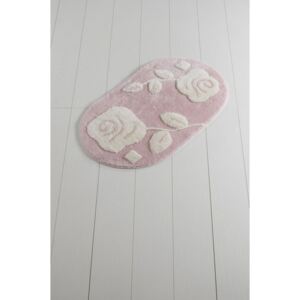 Covor baie Russmo Missie, 100 x 60 cm, roz - alb