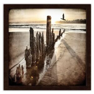 CARO Imagine în cadru - Sunset On The Beach 30x30 cm Maro