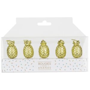 Set 6 lumânări în formă de ananas Le Studio Ananas, auriu