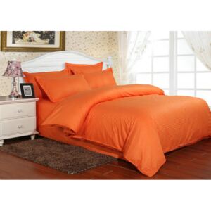 Lenjerie de pat dublu damasc culoarea portocaliu