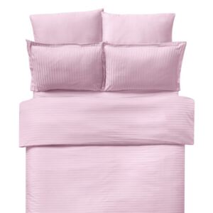 Lenjerie de pat damasc satinat culoarea roz pudra