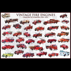 Vintage fire engines Poster, (91,5 x 61 cm)