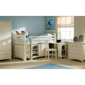 PAAC102 - Pat alb cu dulap si birou - patut copii