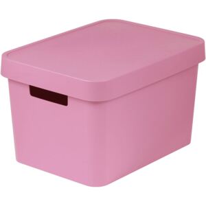 Cutie din plastic roz, cu capac, 17 litri