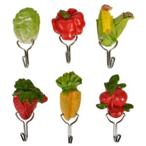 Set 6 agatatori cu autocolant pentru bucatarie, 3D Fruit
