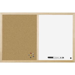 Tabla combi whiteboard & panou pluta 90x60 cm