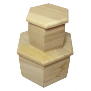 Cutii lemn hexagonale cu capac simplu