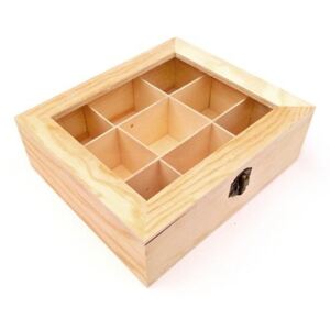 Cutie lemn cu 9 compartimente pentru plicuri de ceai
