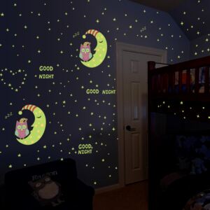 Sticker perete Glow in the Dark Owls On the Moon