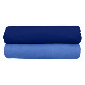 Astoreo Set de 2 cearceafuri de pat albastru inchis 100x200x25cm
