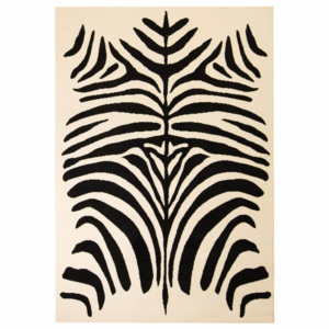 Covor modern, design zebră, 80 x 150 cm, Bej/negru