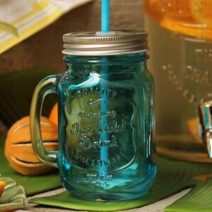 Cana din sticla albastra pentru limonada 14 cm