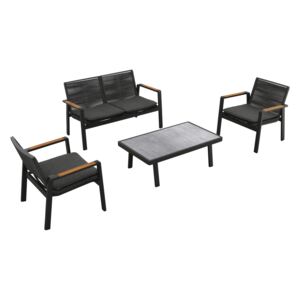 Set mobilier de gradina / terasa Higold Nofi 3.0, 2 fotolii, canapea si masuta, negru