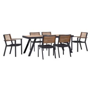 Set mobilier de gradina / terasa Higold York, masa dreptunghiulara si 6 scaune, negru