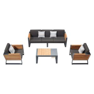 Set mobilier de gradina / terasa Higold New York, 2 fotolii, canapea si masuta, negru