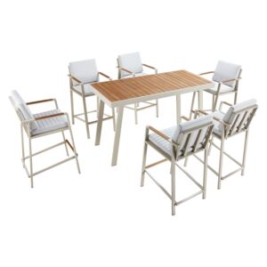 Set mobilier gradina / terasa Higold Nofi, 6 scaune si masa bar, alb