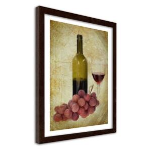 CARO Imagine în cadru - A Bottle Of Wine And Grapes 40x50 cm Maro