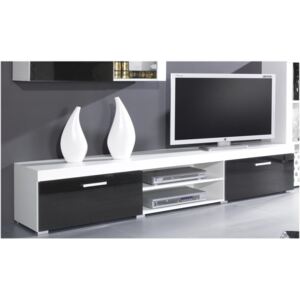 Comoda tv SAMBA REG-8, alb/negru, 200x39x45 cm