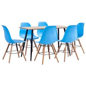 Set mobilier de bucătărie, 7 piese, albastru, plastic