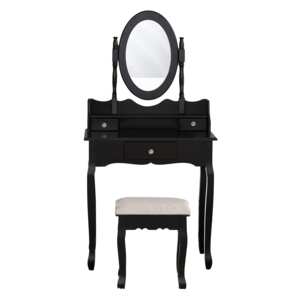 Set Denise Masă de toaletă pentru machiaj cu scaun, oglindă, 3 sertare