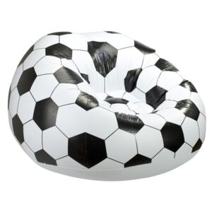 Scaun gonflabil fotoliu tip minge de fotbal, 90x90cm, alb/negru