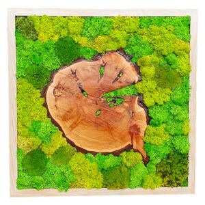 Tablou cu muschi si licheni stabilizati Nordic Zen, Green Forest, 43x43 cm